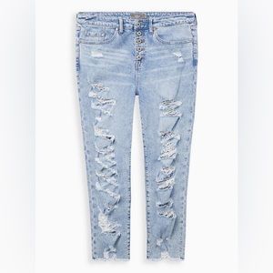 Torrid Size 12R Vintage Ripped High Rise Stretch Mom Jean, straight leg